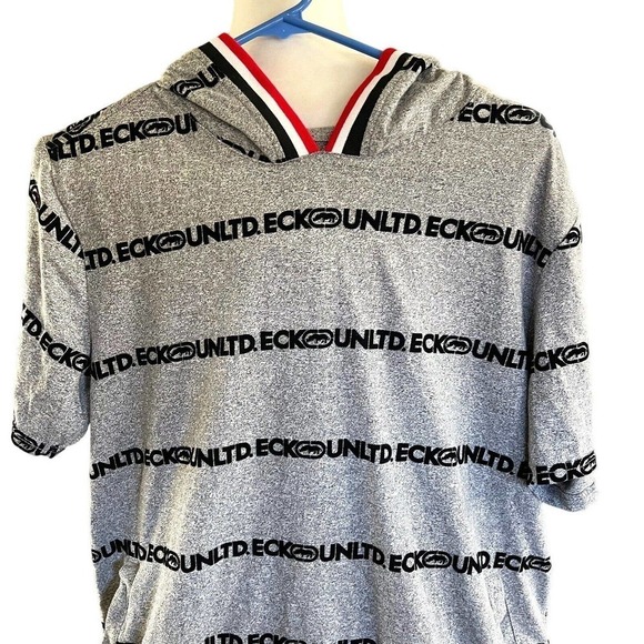 Vtg Ecko Unltd Y2K 90s Hoodie Hip Hop Streetwear Grunge Skater Gray Sz Medium - Picture 2 of 9